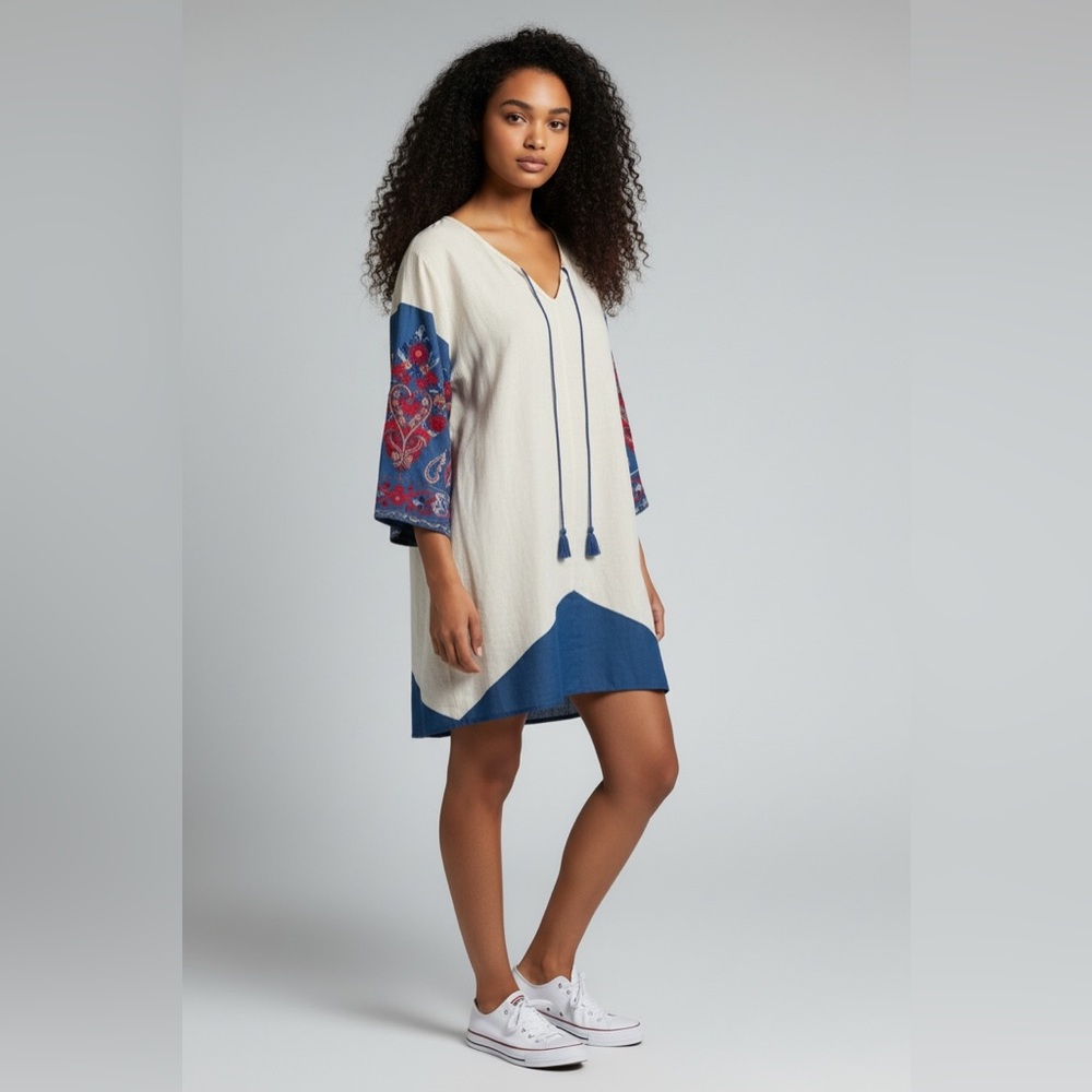 NWT’S. Symphony‎ tunic/shift dress with gorgeous embroidered detail on sleeves.